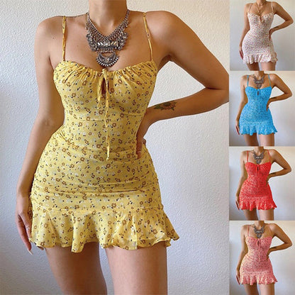 Floral Summer Dress With Ruffle Hem For Women