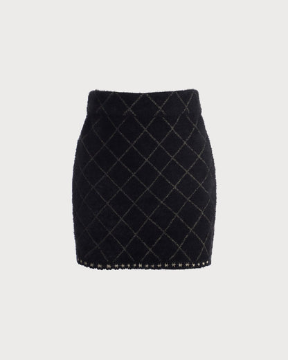 Freya | Women's Argyle Knit Cardigan and Mini Skirt Set