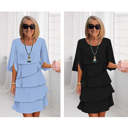 Pixie | Layered Puff Sleeve Midi Dress