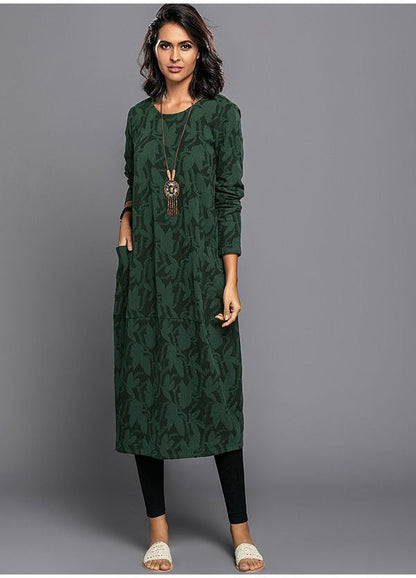 Cosy Long Sleeve Midi Dress With Pockets