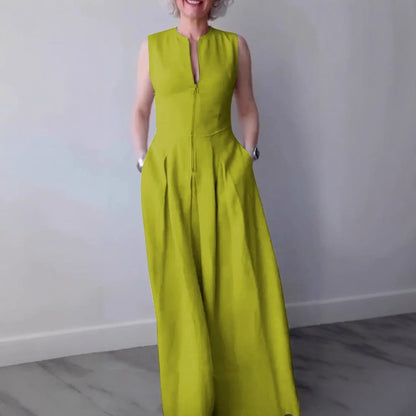 Sleeveless Wide-Leg Zip Jumpsuit | Effortless One-Piece for Women