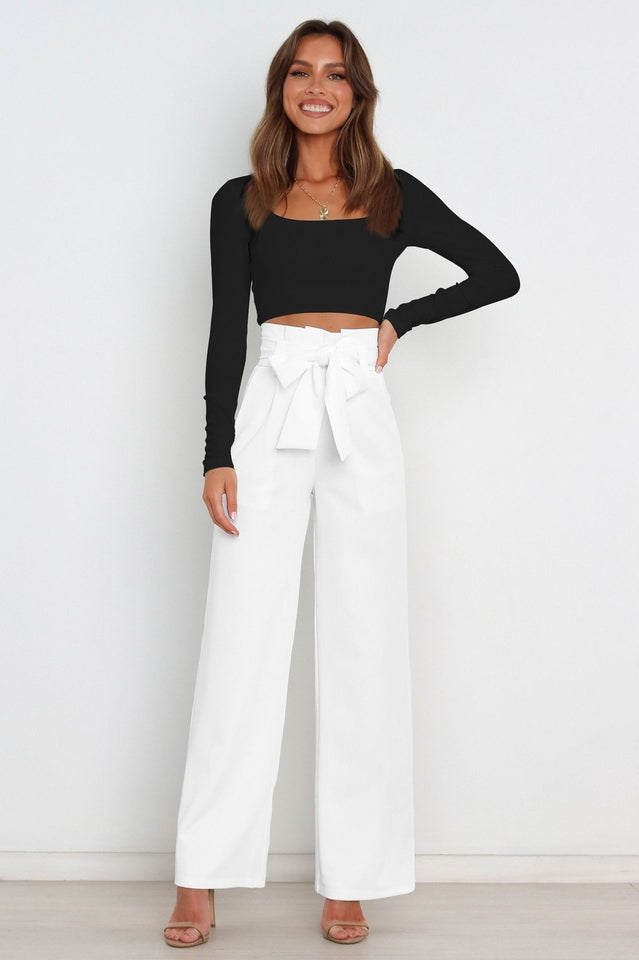 Cosima | High-Waist Wide Leg Knit Trousers