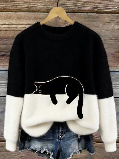 Ines | Cat Motif Wool-Mix Knit Sweater
