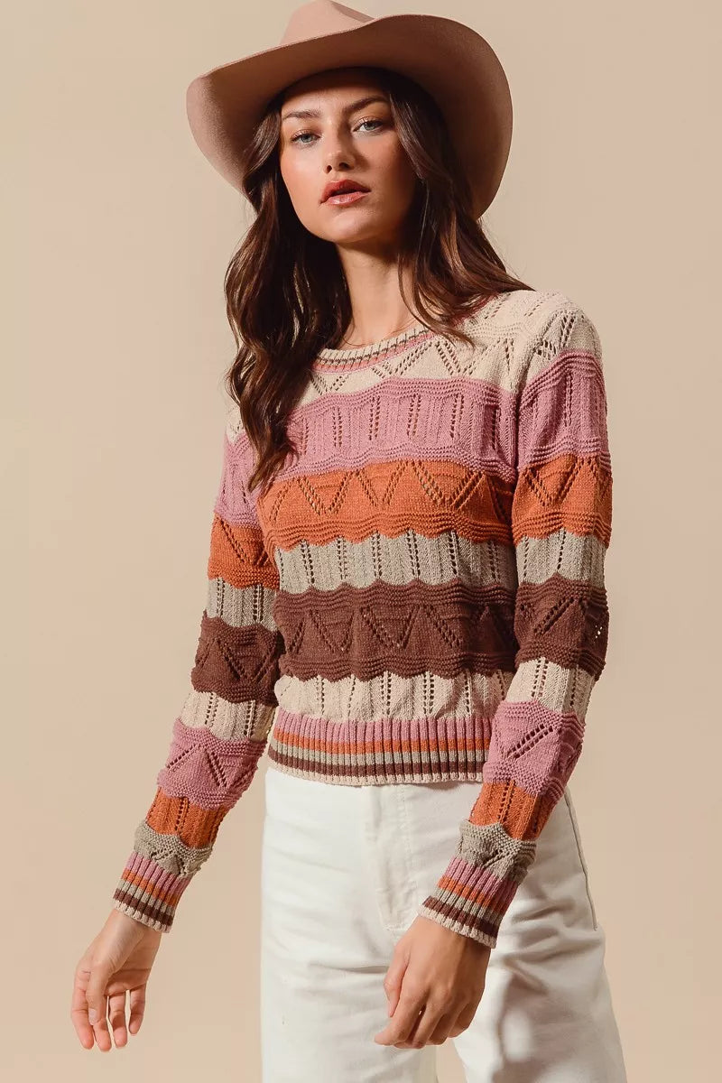 Jamie | Women's Striped Long Knit Sweater