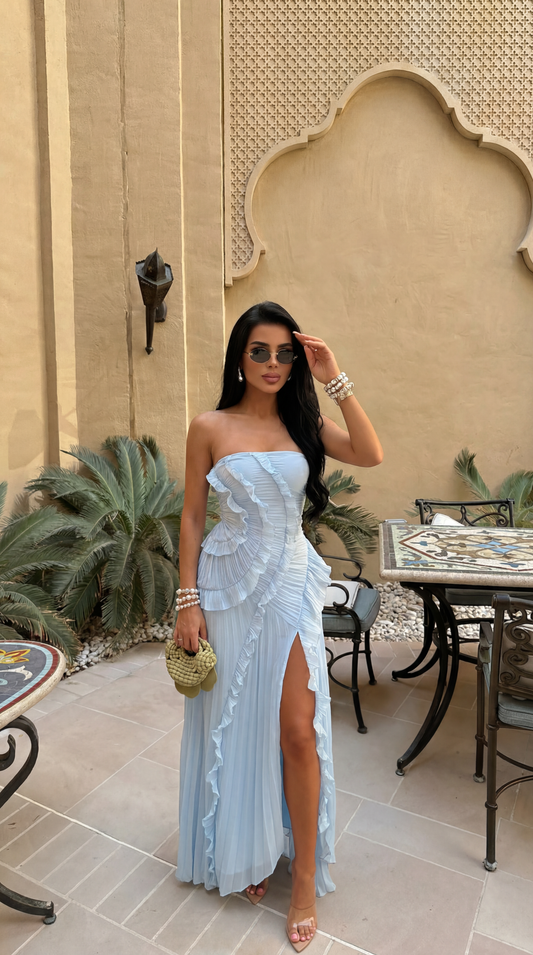 Riviera | Women's Strapless Ruffle Maxi Dress