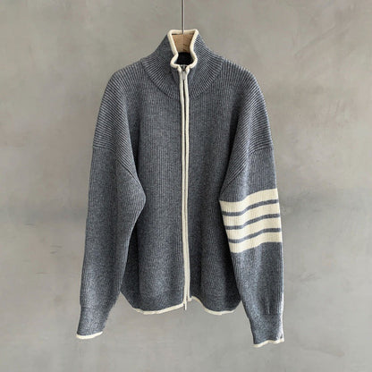 Ryan | Men's Zip-Up Striped Sleeve Sweater