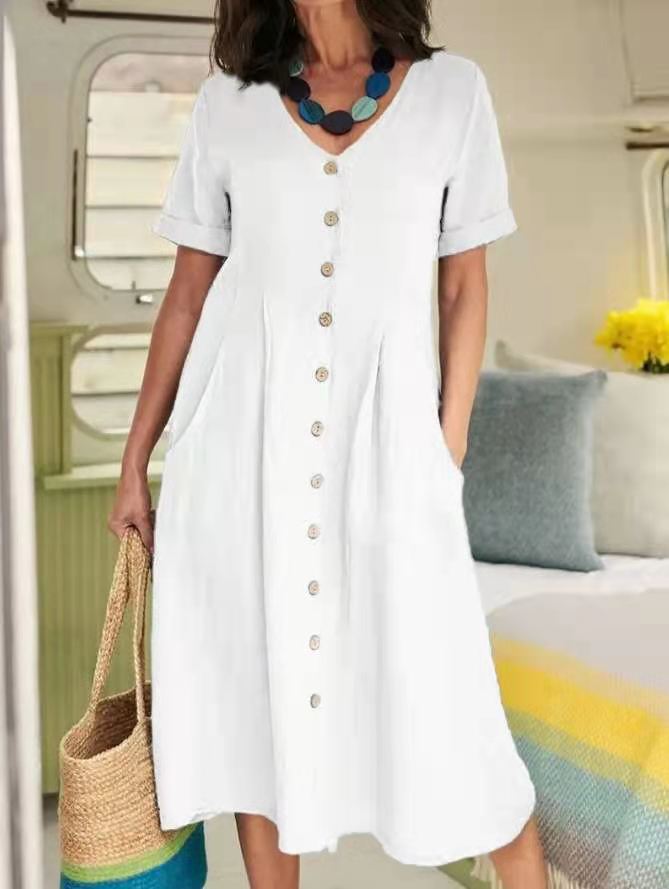 Button-Front Summer Dress For Women