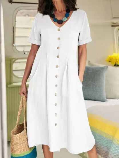 Button-Front Summer Dress For Women
