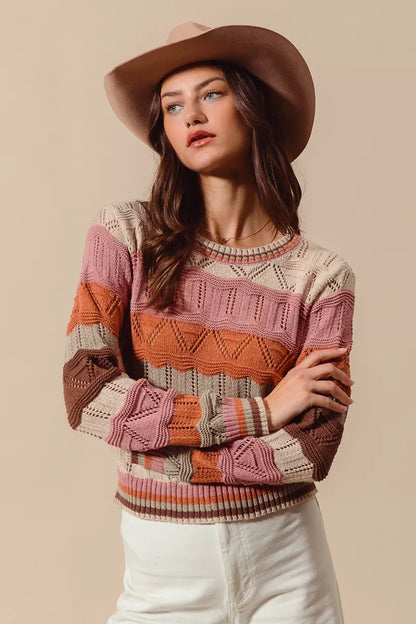 Jamie | Women's Striped Long Knit Sweater