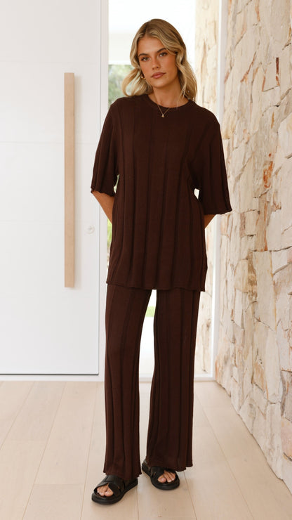 Bella | Wide Leg Ribbed Knit Pants