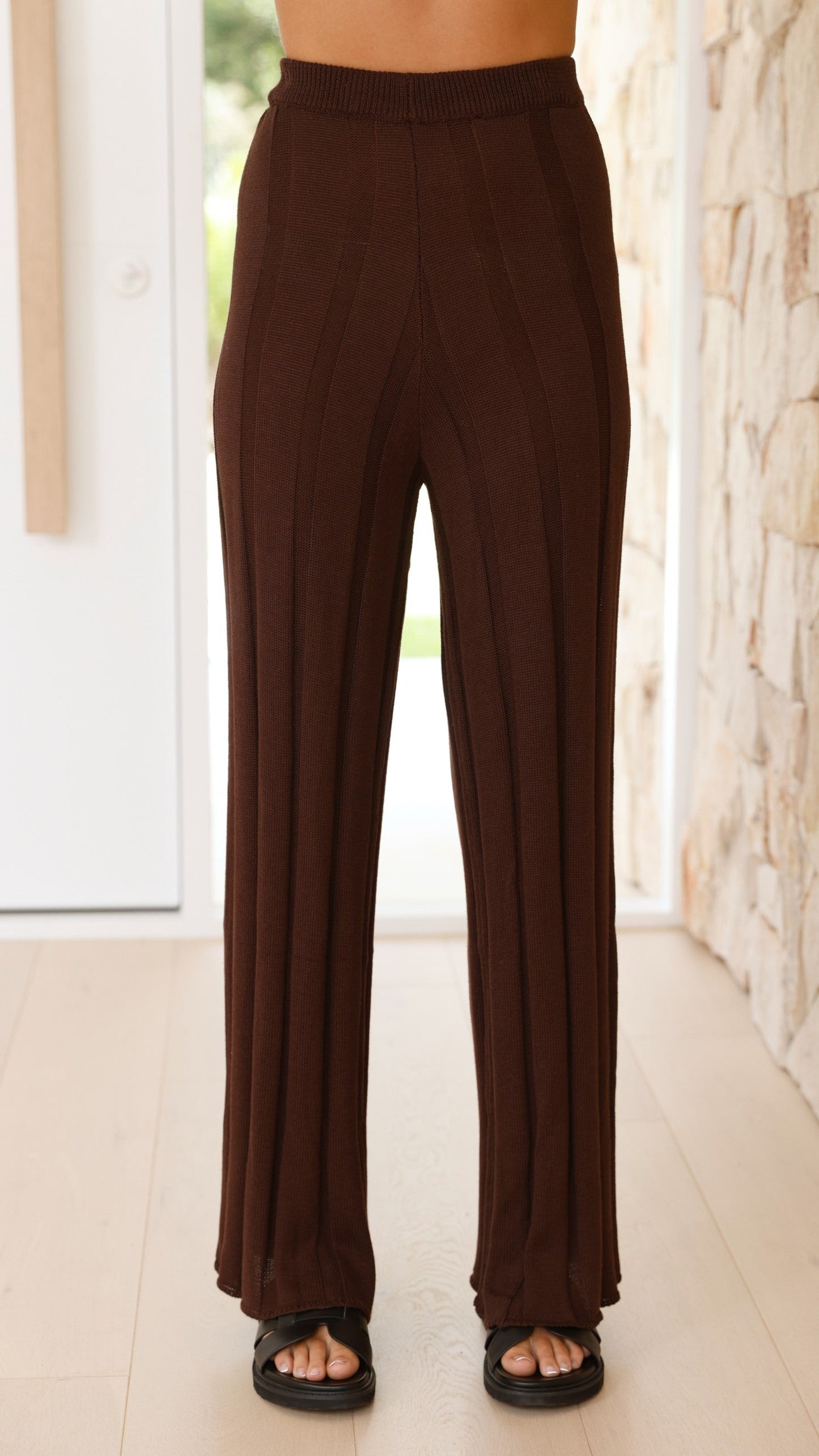 Bella | Wide Leg Ribbed Knit Pants