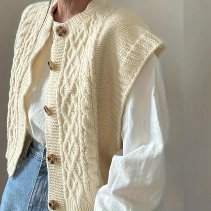Marnie | Cable Knit Button Front Vest