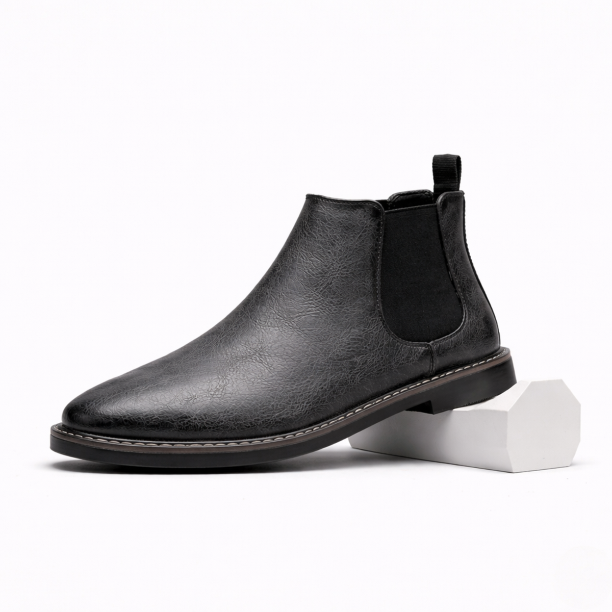 Laurence | Leather Chelsea Ankle Boots Elastic Side Panels