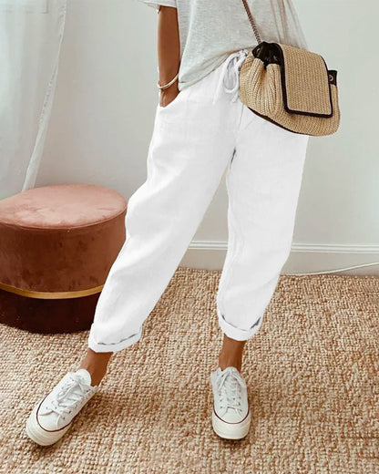Matteo Ricci | Women's Tapered Linen Drawstring Trousers