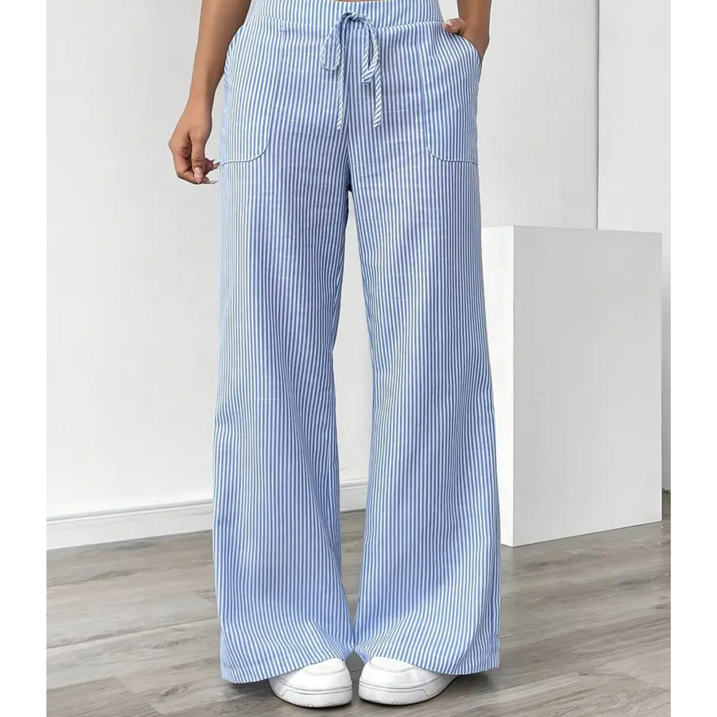 Amber | Women's Striped Wide-Leg Pants with Pockets
