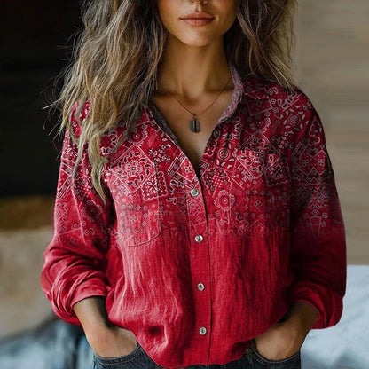 Lily | Printed Vintage Long Sleeve Top