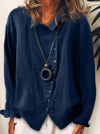 Nadia | Relaxed Linen Long Sleeve Blouse