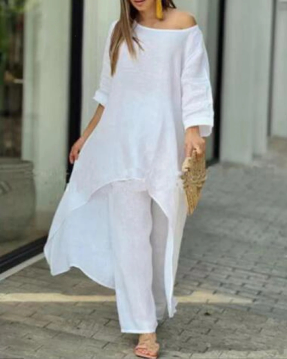 Maeve | Linen High-Low Tunic Co-ord Set