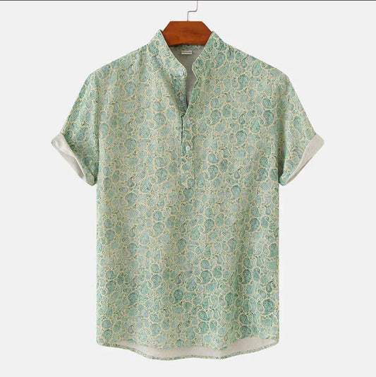 Kenneth | Stylish Printed Henley Shirt