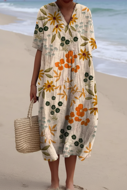 Floravia | Floral Flowy Lightweight Holiday Maxi Dress