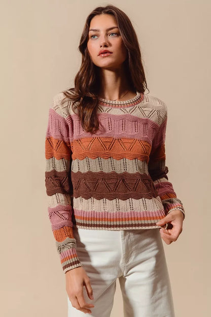Jamie | Women's Striped Long Knit Sweater