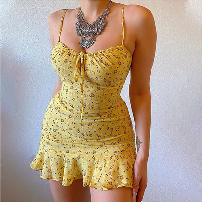 Floral Summer Dress With Ruffle Hem For Women
