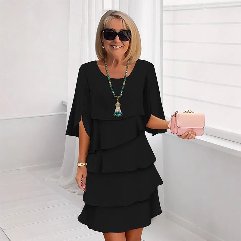 Pixie | Layered Puff Sleeve Midi Dress