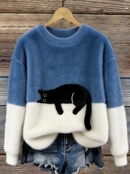 Ines | Cat Motif Wool-Mix Knit Sweater
