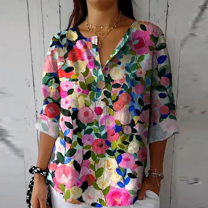 Cleo | Floral V-Neck Printed Blouse
