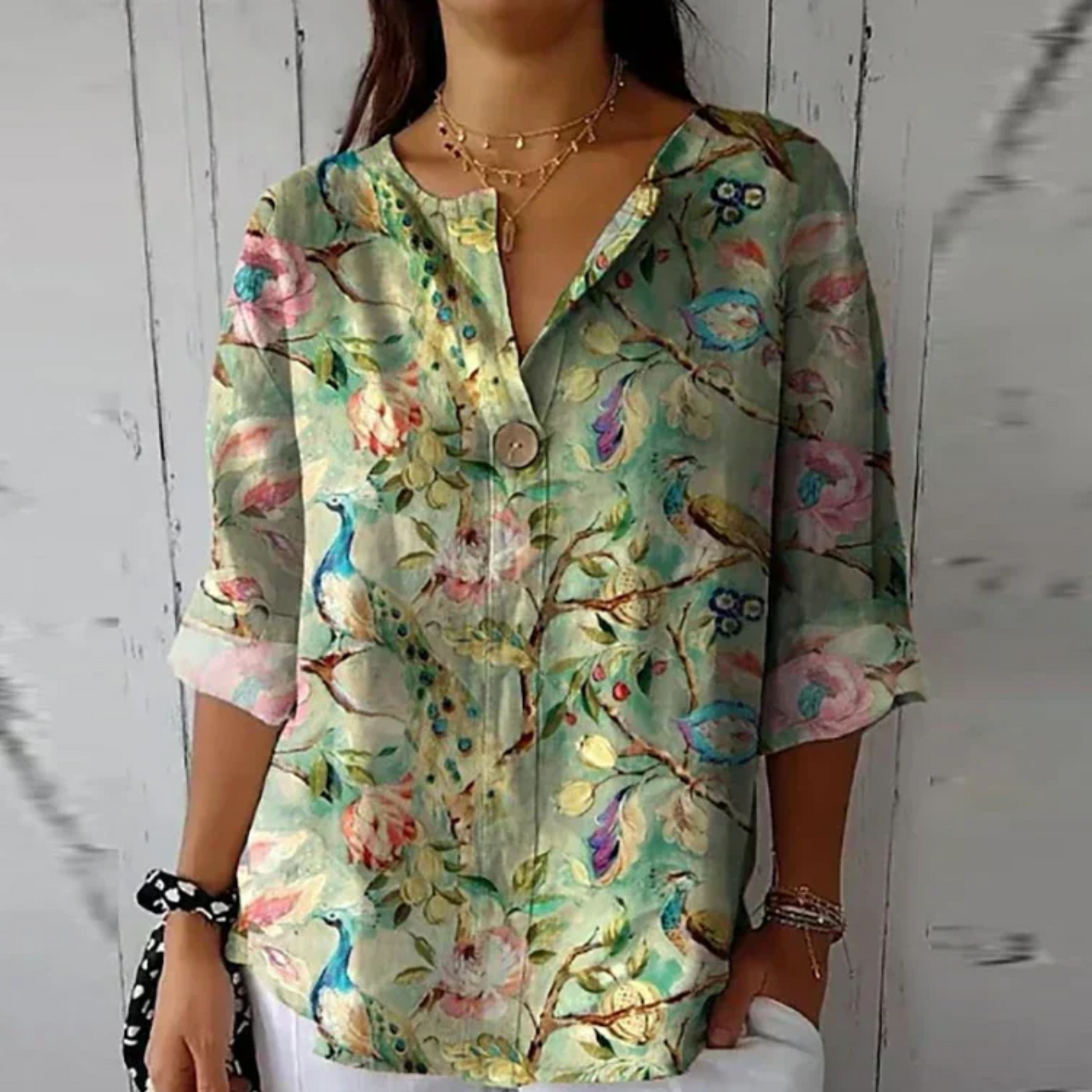 Cleo | Floral V-Neck Printed Blouse