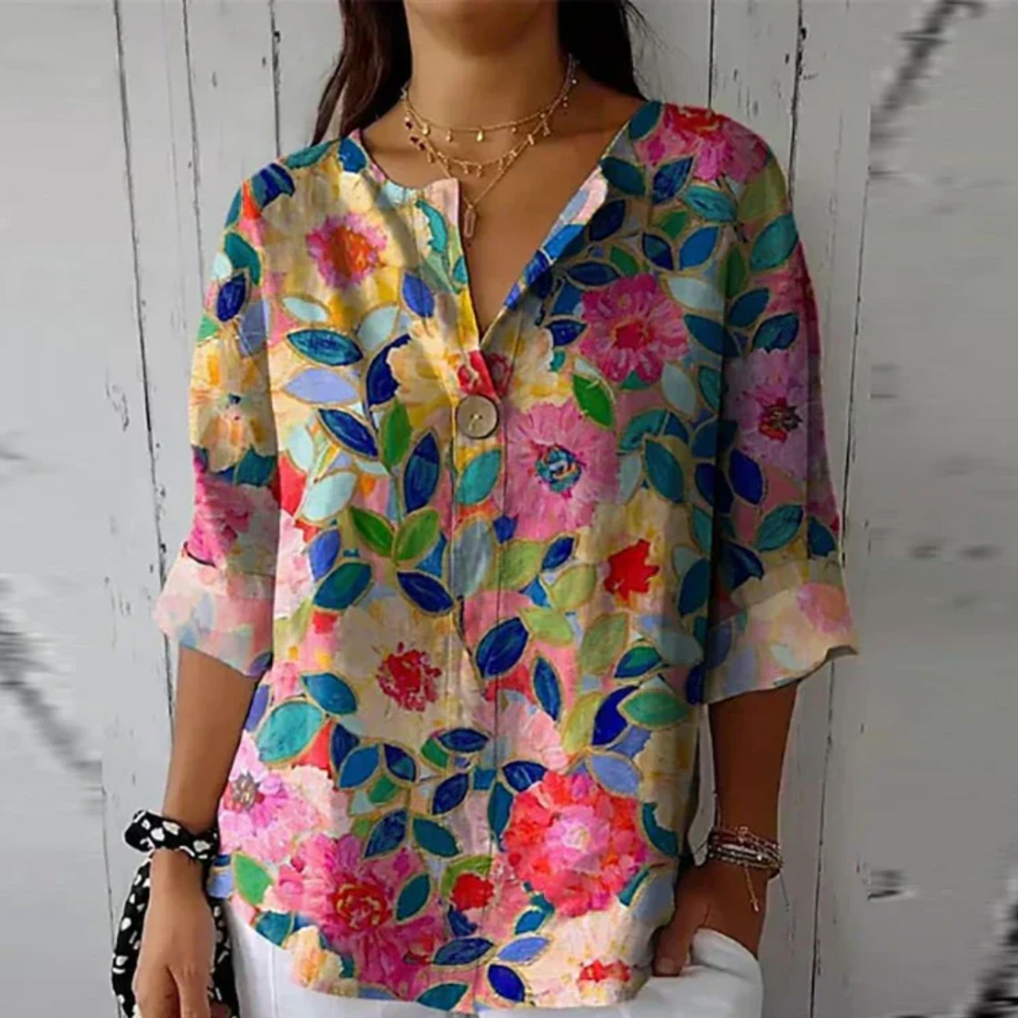 Cleo | Floral V-Neck Printed Blouse