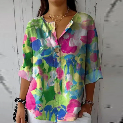 Cleo | Floral V-Neck Printed Blouse