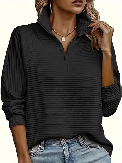 Hazel | Women's Quarter-Zip Ribbed Pullover Sweater