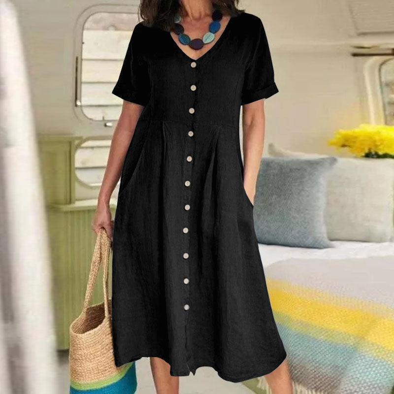 Button-Front Summer Dress For Women