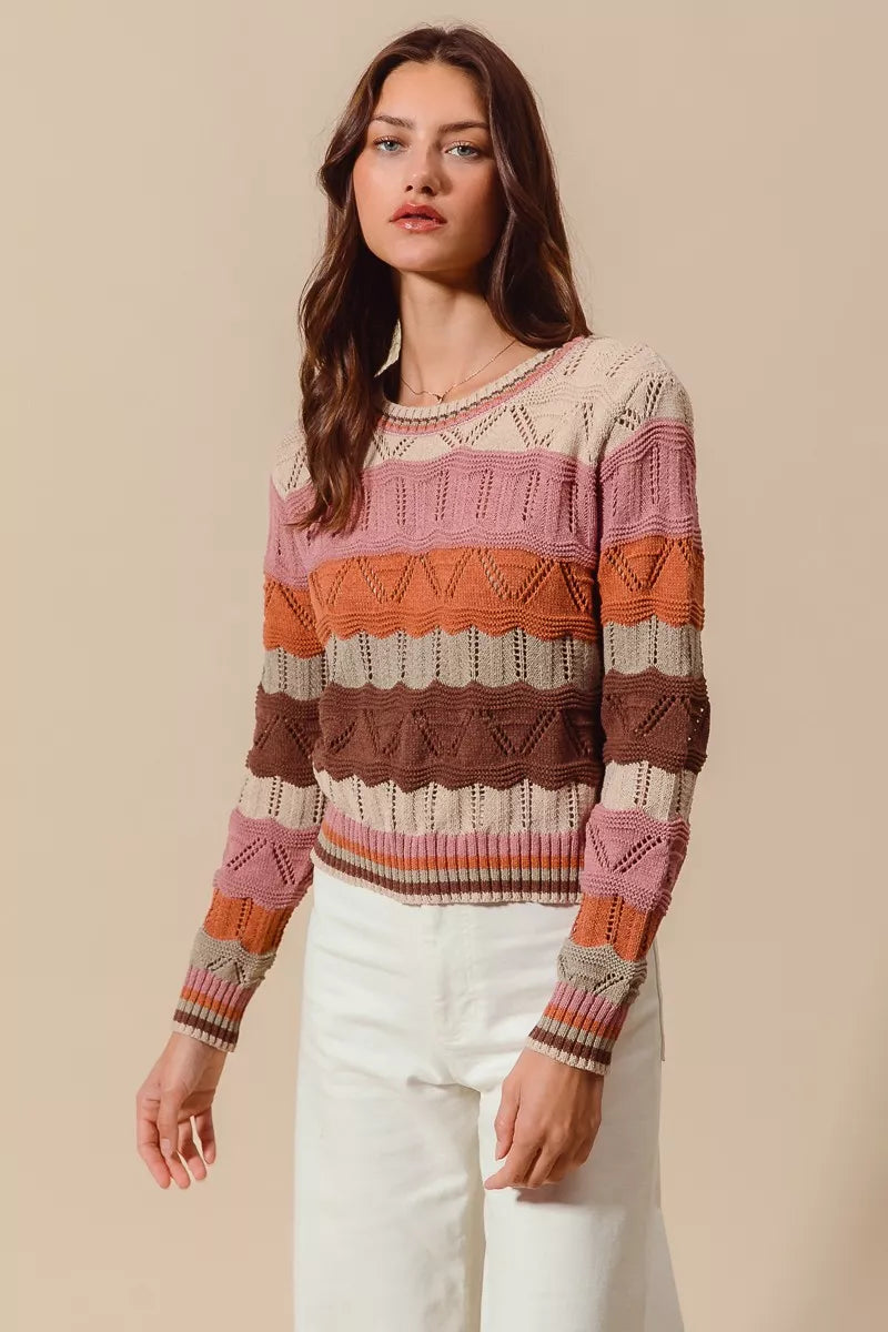 Jamie | Women's Striped Long Knit Sweater