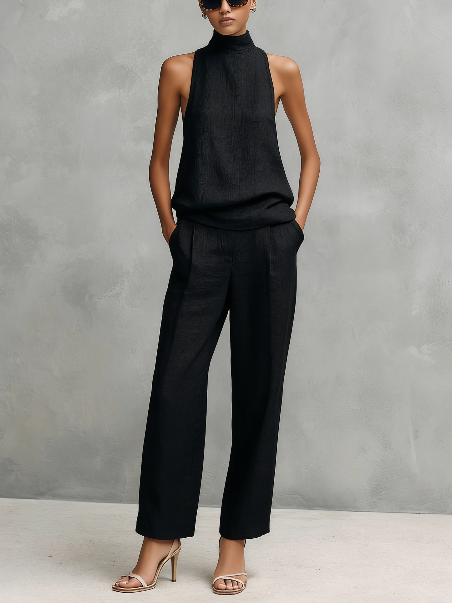 Bianca | Black Sleeveless Top and Pants Set