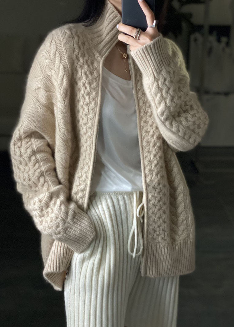 Katelyn | Women's Zip-Up Cable Knit Cardigan
