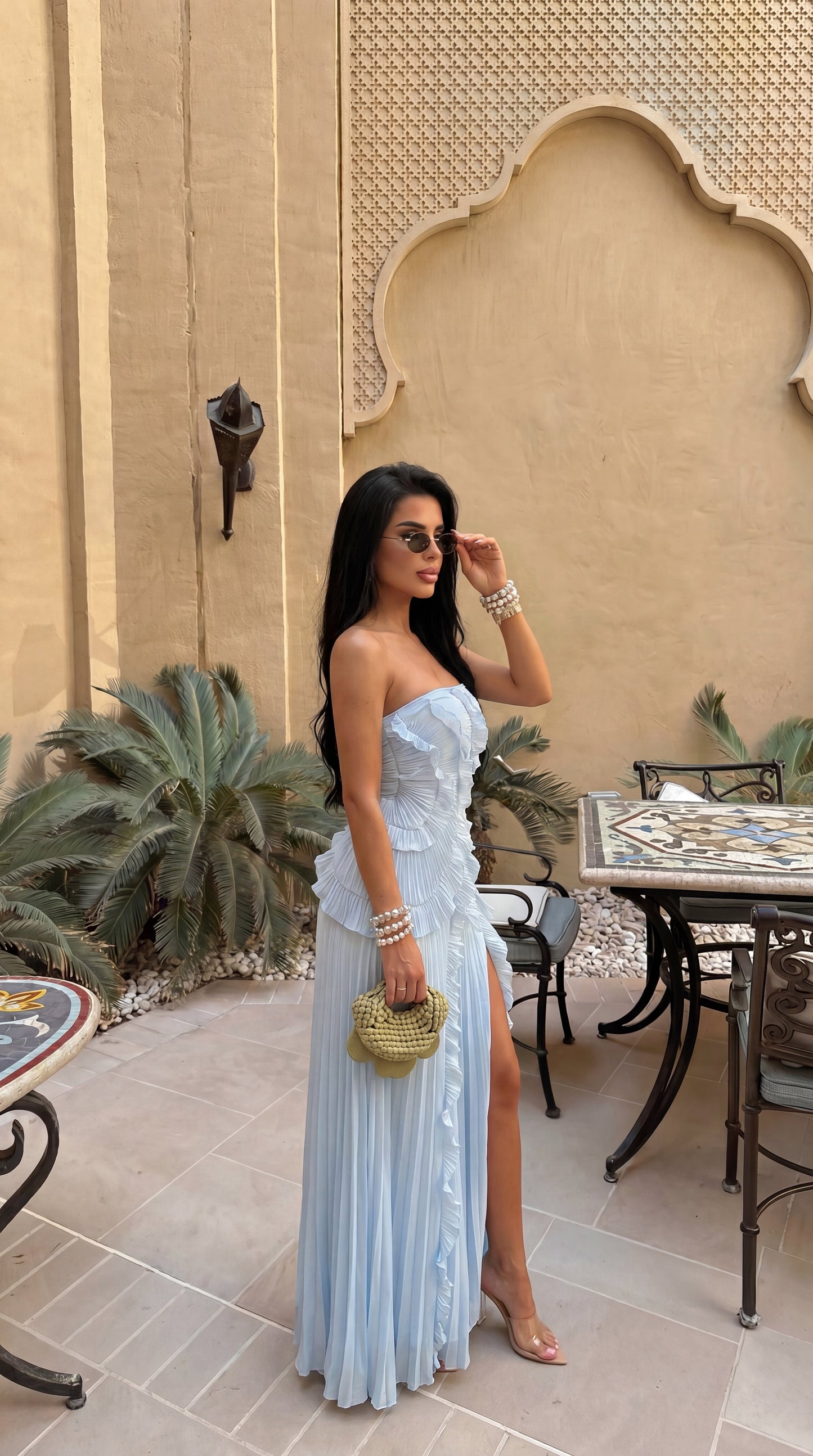 Riviera | Women's Strapless Ruffle Maxi Dress