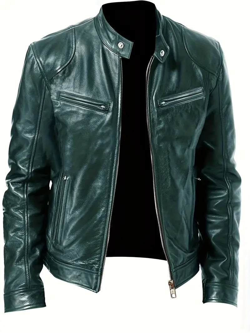 Clarence | Men's Slim Fit Faux Leather Racer Jacket