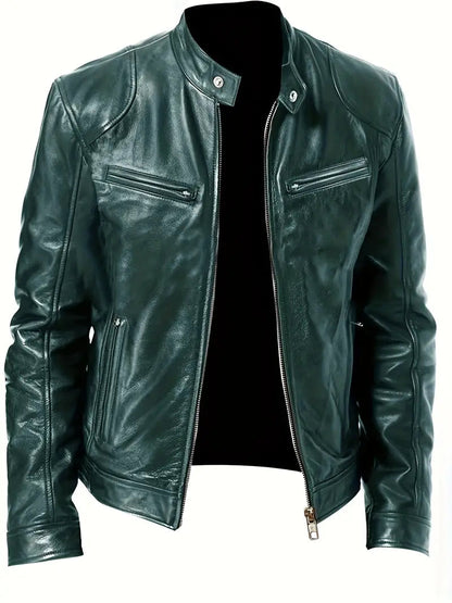 Clarence | Men's Slim Fit Faux Leather Racer Jacket