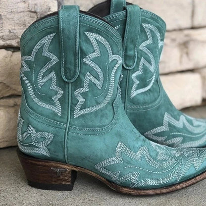 Megan | Women's Embroidered Ankle Cowboy Booties