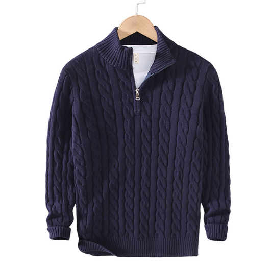 Henry | Men's Quarter Zip Cable Knit Sweater