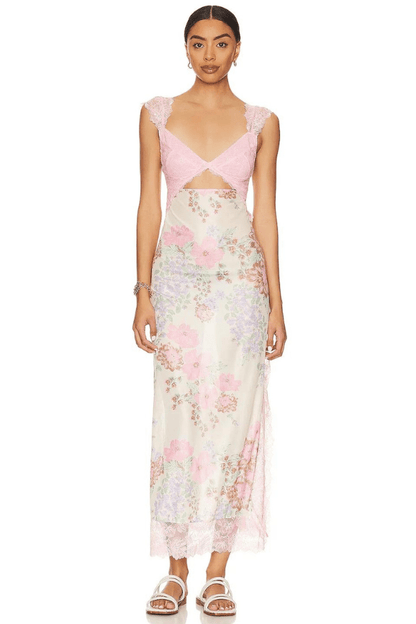 Paige | Floral Lace Overlay Sheath Dress