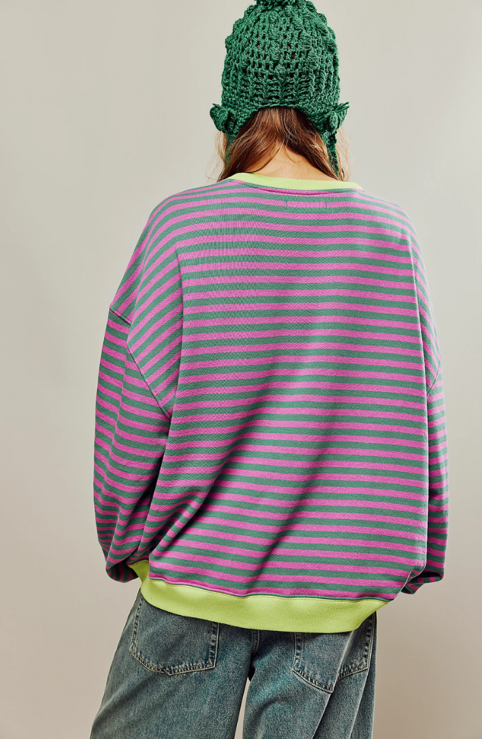 Pippa | Women's Oversized Stripe Batwing Knit Sweater