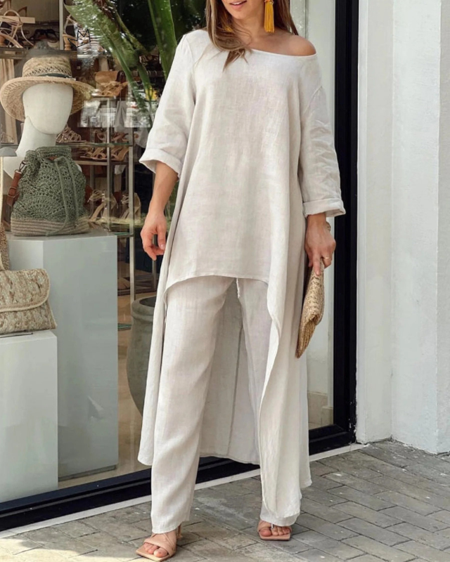 Maeve | Linen High-Low Tunic Co-ord Set