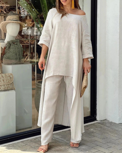 Maeve | Linen High-Low Tunic Co-ord Set