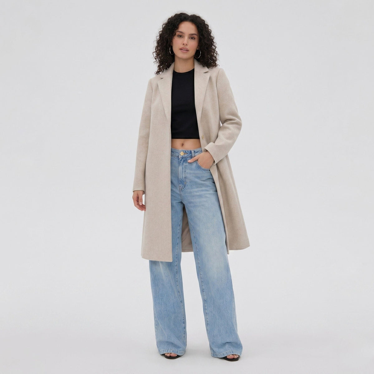 Hester | Relaxed Wool Blend Notch Lapel Long Coat