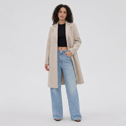 Hester | Relaxed Wool Blend Notch Lapel Long Coat