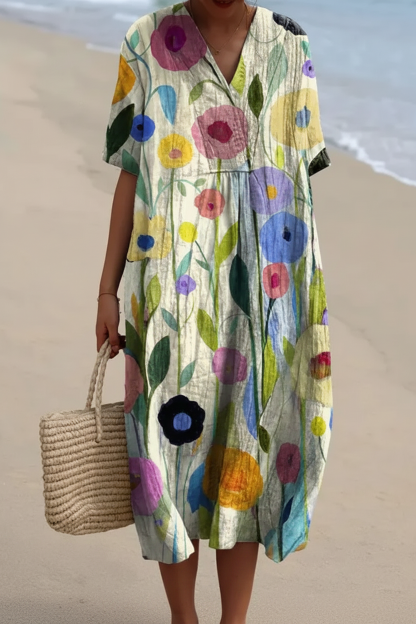 Floravia | Floral Flowy Lightweight Holiday Maxi Dress