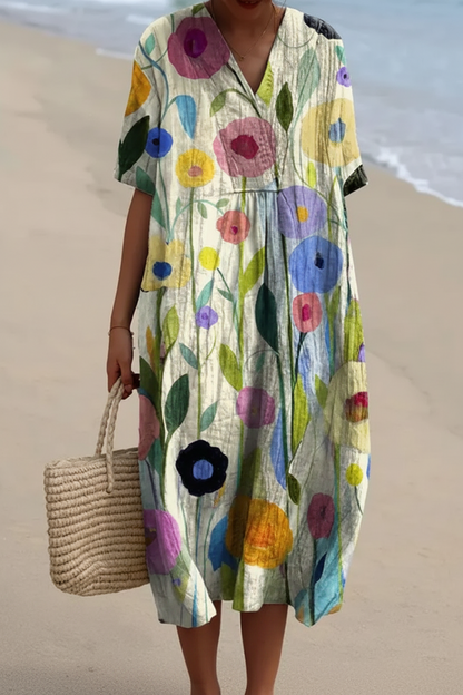 Floravia | Floral Flowy Lightweight Holiday Maxi Dress